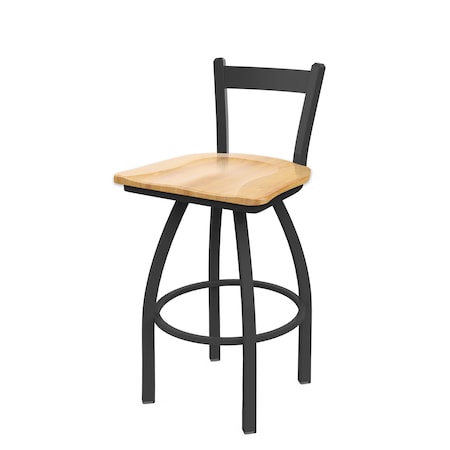 Holland Bar Stool Co 25" Low Back Swivel Counter Stool, Pewter Finish, Nat Maple Seat 82125PWNatMpl